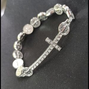 Silver Religious Cross Saint Bracelet